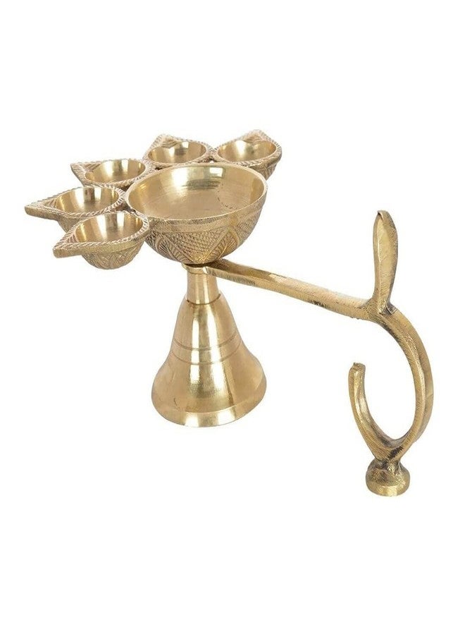 MAYAPURI Brass Panch Aarti Lamp/Pancharti Diya Oil Lamp/Panch Aarti Jyoti Puja Diya for Diwali - Image 5